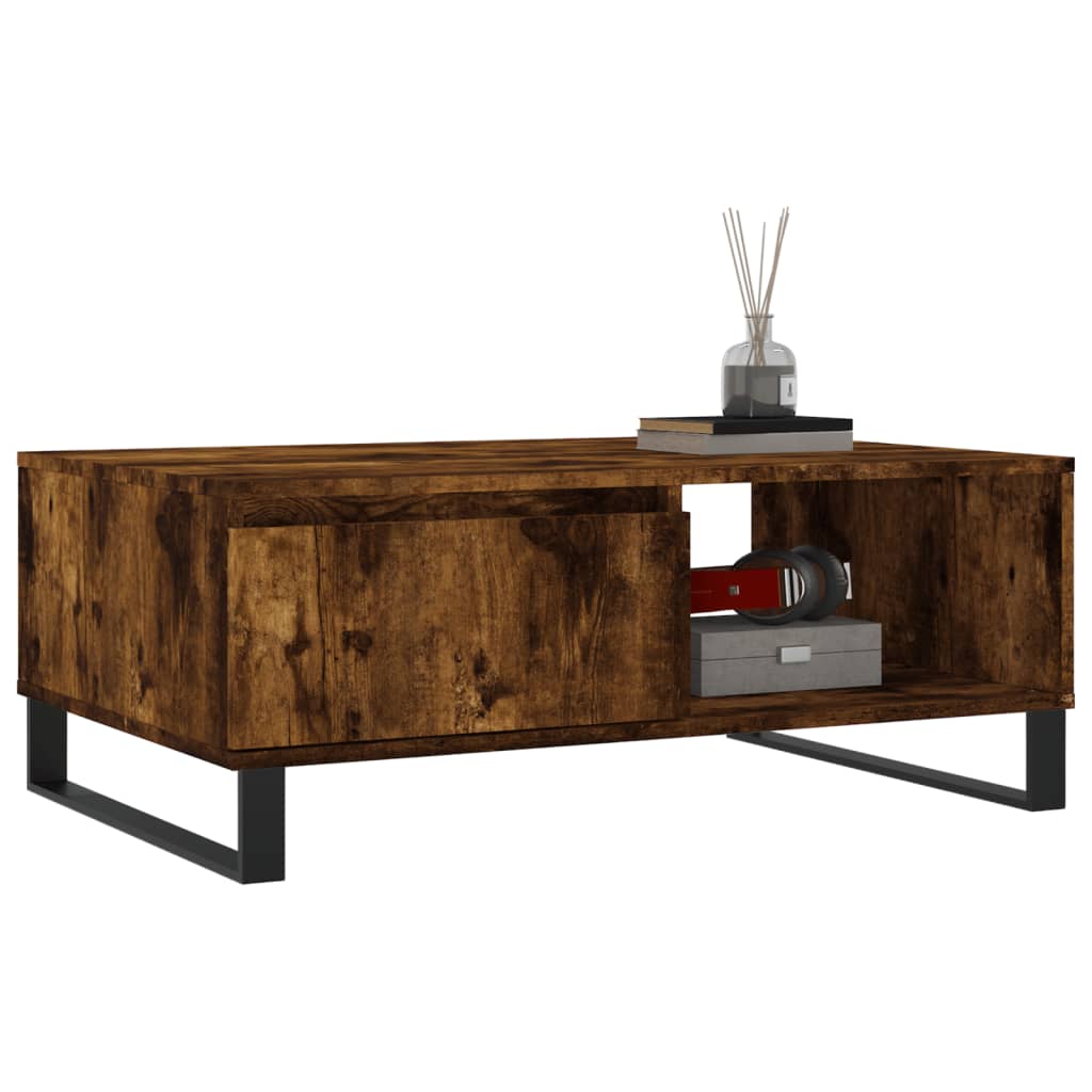 Salontafel 90x60x35 cm bewerkt hout gerookt eikenkleurig is nu te koop bij PeponiXL, paradijselijk wonen!