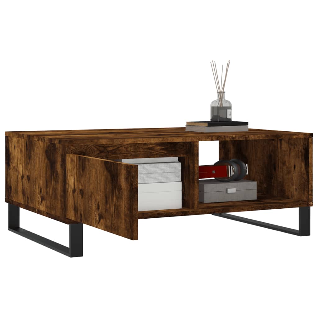 Salontafel 90x60x35 cm bewerkt hout gerookt eikenkleurig is nu te koop bij PeponiXL, paradijselijk wonen!