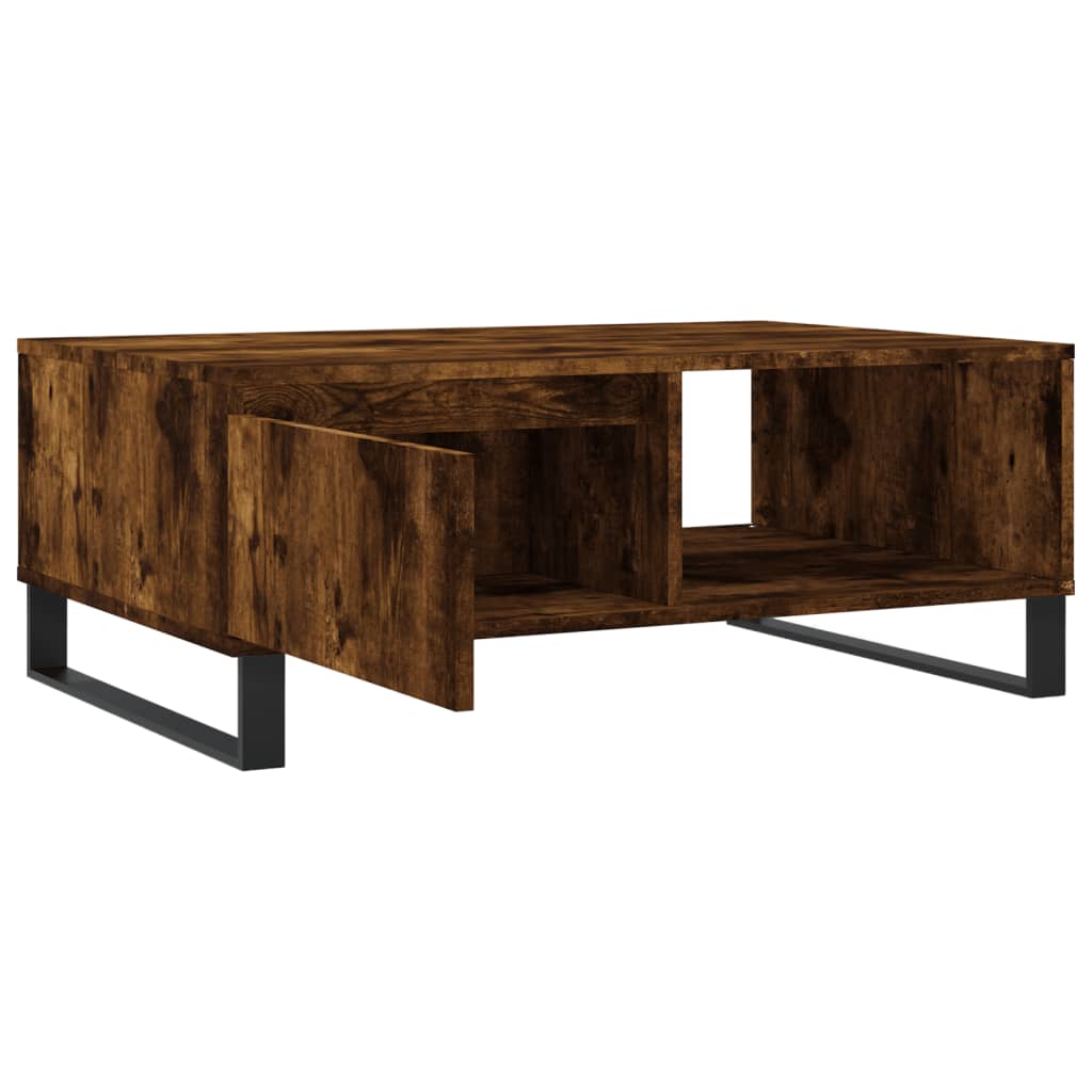 Salontafel 90x60x35 cm bewerkt hout gerookt eikenkleurig is nu te koop bij PeponiXL, paradijselijk wonen!