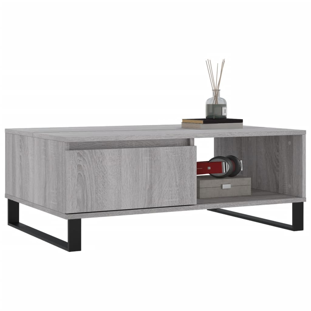 Salontafel 90x60x35 cm bewerkt hout grijs sonoma eikenkleurig is nu te koop bij PeponiXL, paradijselijk wonen!