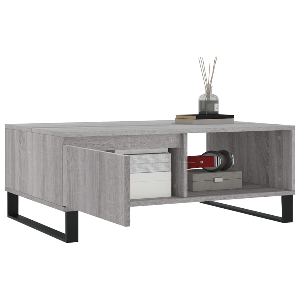 Salontafel 90x60x35 cm bewerkt hout grijs sonoma eikenkleurig is nu te koop bij PeponiXL, paradijselijk wonen!
