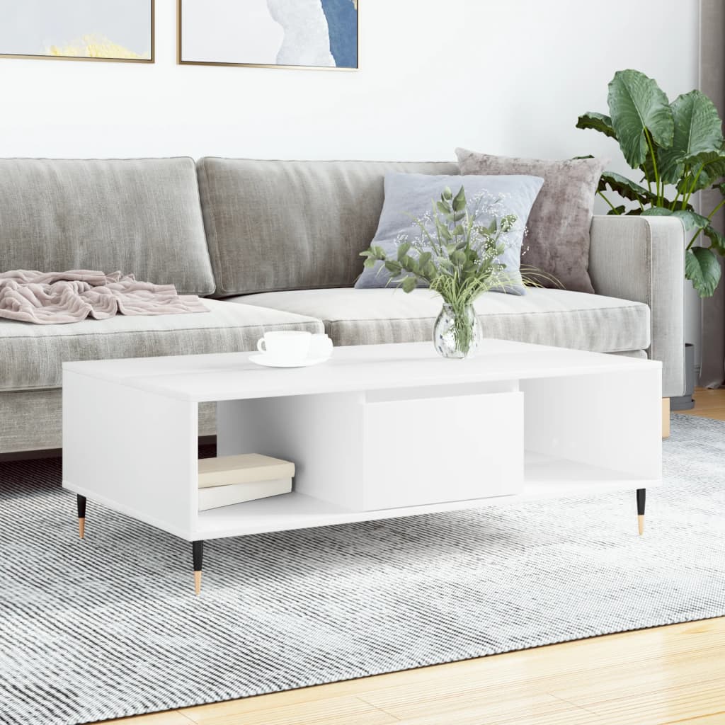 Salontafel 104x60x35 cm bewerkt hout wit is nu te koop bij PeponiXL, paradijselijk wonen!