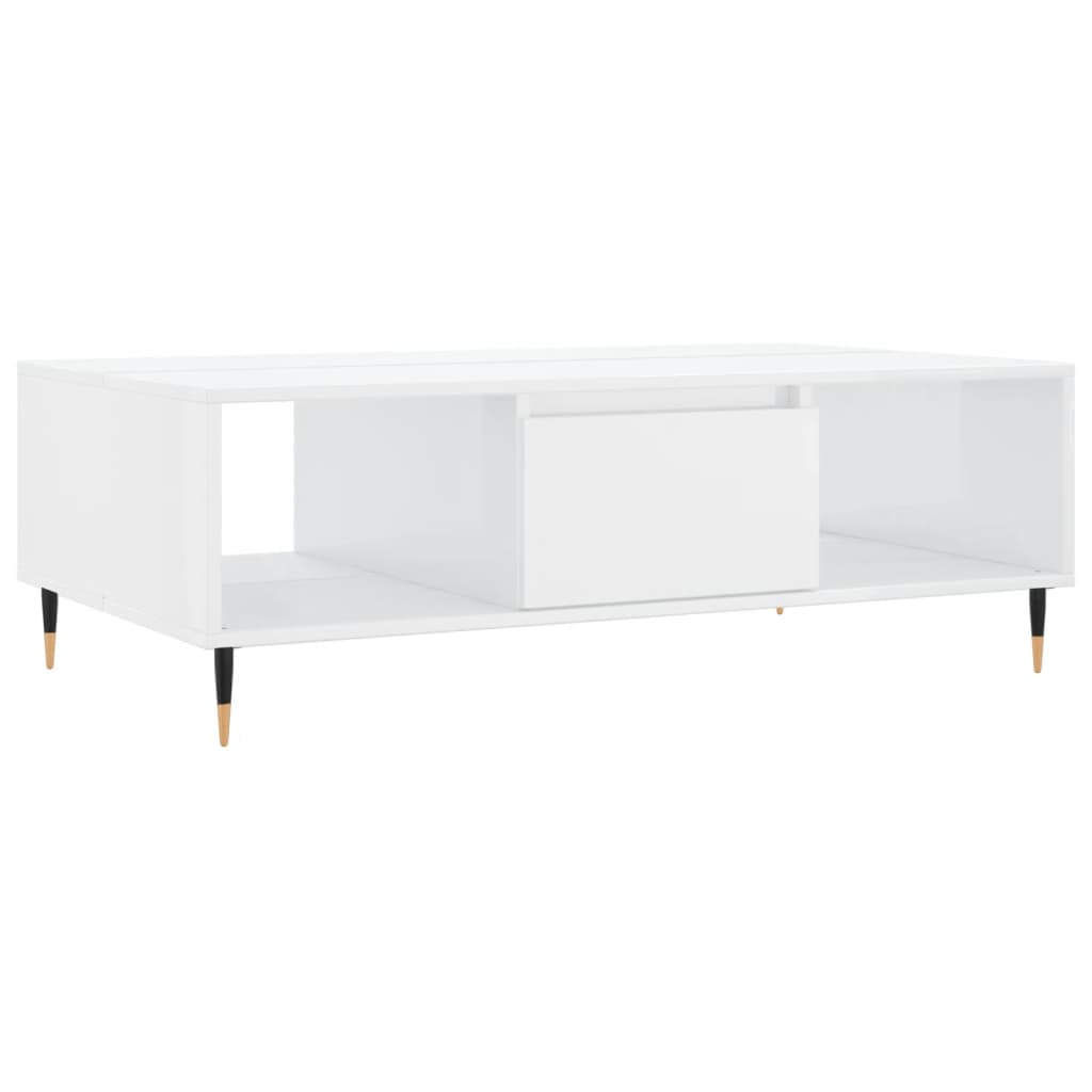 Salontafel 104x60x35 cm bewerkt hout hoogglans wit is nu te koop bij PeponiXL, paradijselijk wonen!