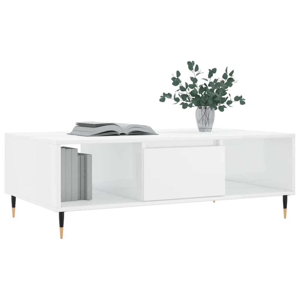 Salontafel 104x60x35 cm bewerkt hout hoogglans wit is nu te koop bij PeponiXL, paradijselijk wonen!