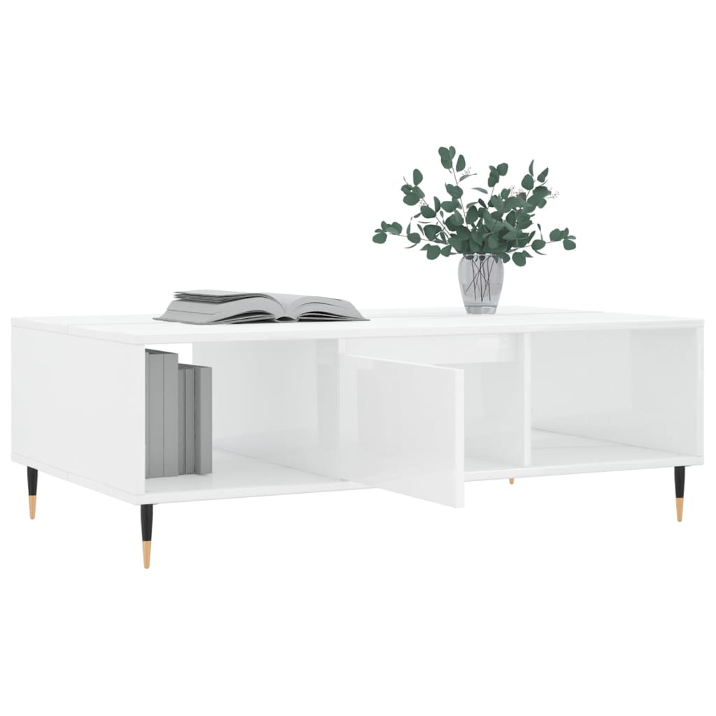 Salontafel 104x60x35 cm bewerkt hout hoogglans wit is nu te koop bij PeponiXL, paradijselijk wonen!