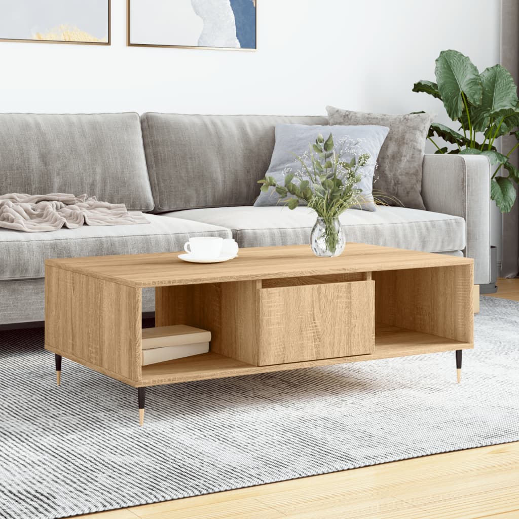 Salontafel 104x60x35 cm bewerkt hout sonoma eikenkleurig is nu te koop bij PeponiXL, paradijselijk wonen!