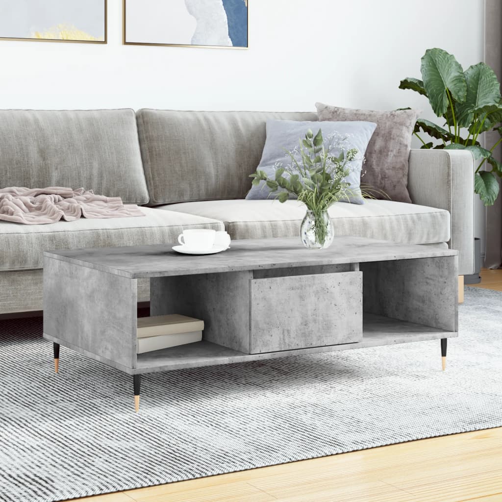 Salontafel 104x60x35 cm bewerkt hout betongrijs is nu te koop bij PeponiXL, paradijselijk wonen!