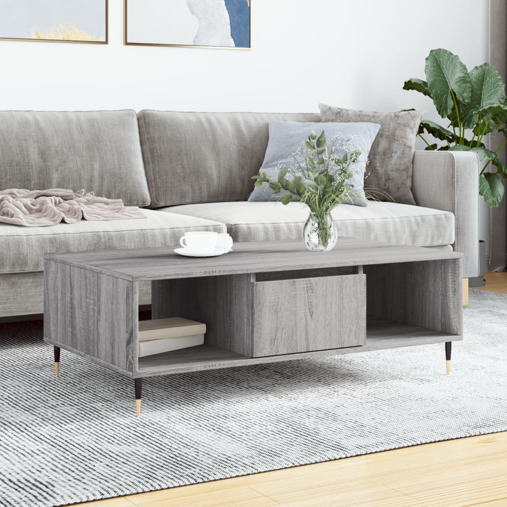 Salontafel 104x60x35 cm bewerkt hout grijs sonoma is nu te koop bij PeponiXL, paradijselijk wonen!