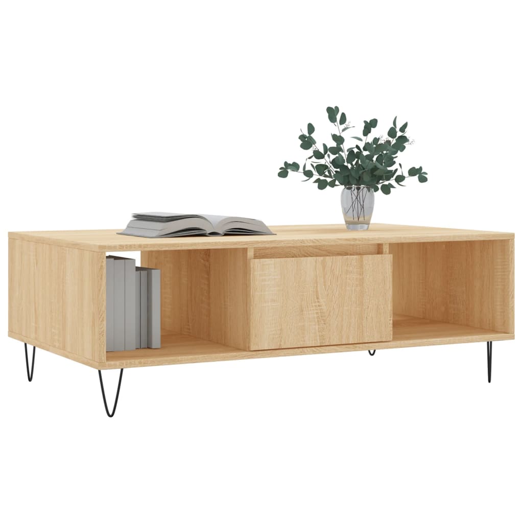 Salontafel 104x60x35 cm bewerkt hout sonoma eikenkleurig is nu te koop bij PeponiXL, paradijselijk wonen!