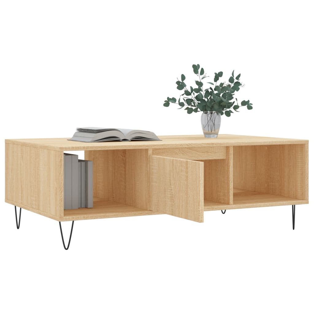 Salontafel 104x60x35 cm bewerkt hout sonoma eikenkleurig is nu te koop bij PeponiXL, paradijselijk wonen!
