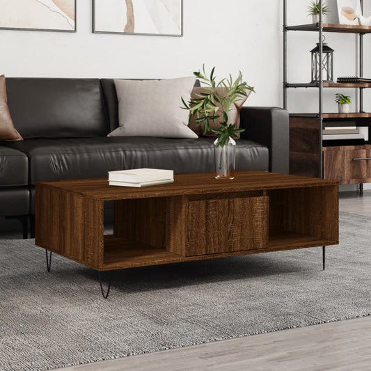 Salontafel 104x60x35 cm bewerkt hout bruineiken is nu te koop bij PeponiXL, paradijselijk wonen!