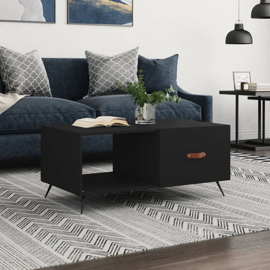 Salontafel 90x50x40 cm bewerkt hout zwart is nu te koop bij PeponiXL, paradijselijk wonen!