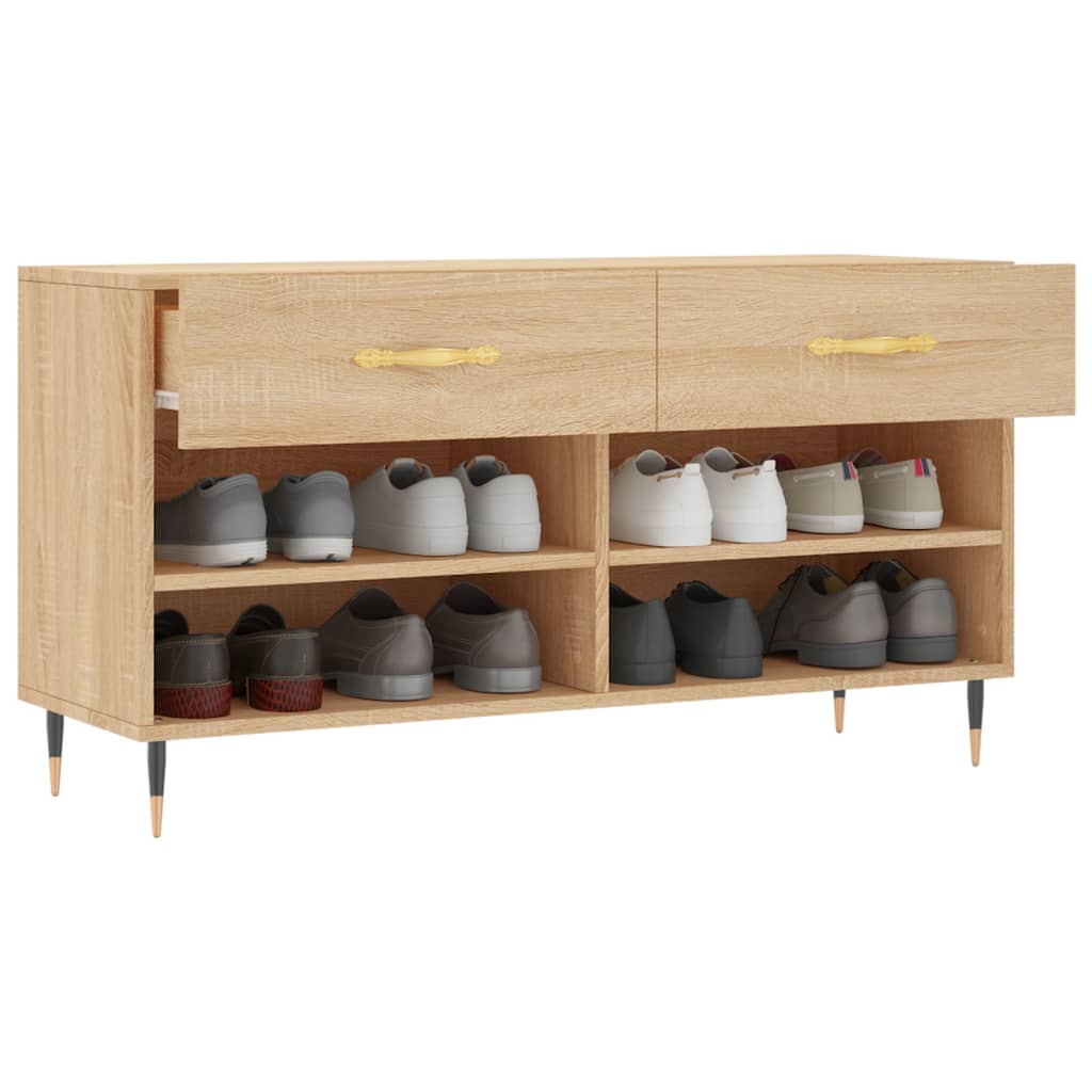 Schoenenbank 102x35x55 cm bewerkt hout sonoma eikenkleurig is nu te koop bij PeponiXL, paradijselijk wonen!