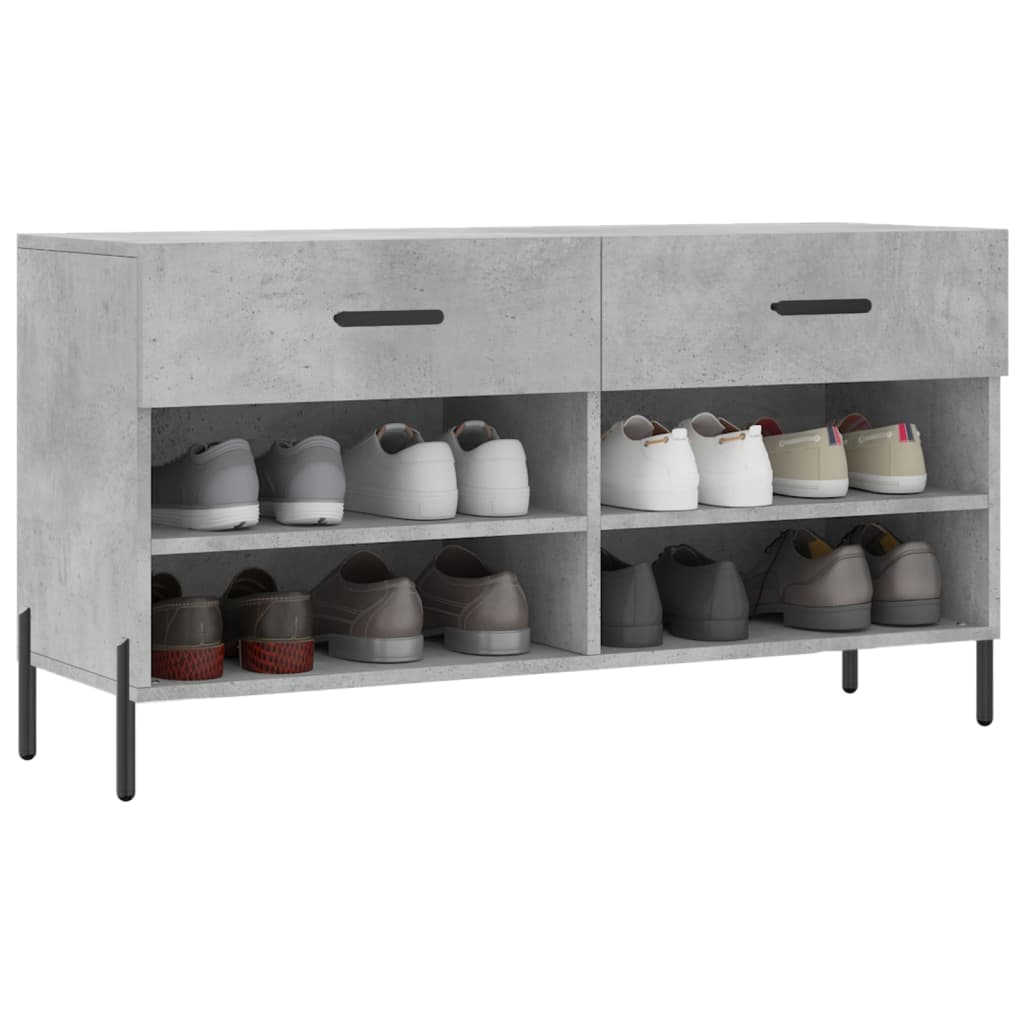 Schoenenbank 102x35x55 cm bewerkt hout betongrijs is nu te koop bij PeponiXL, paradijselijk wonen!