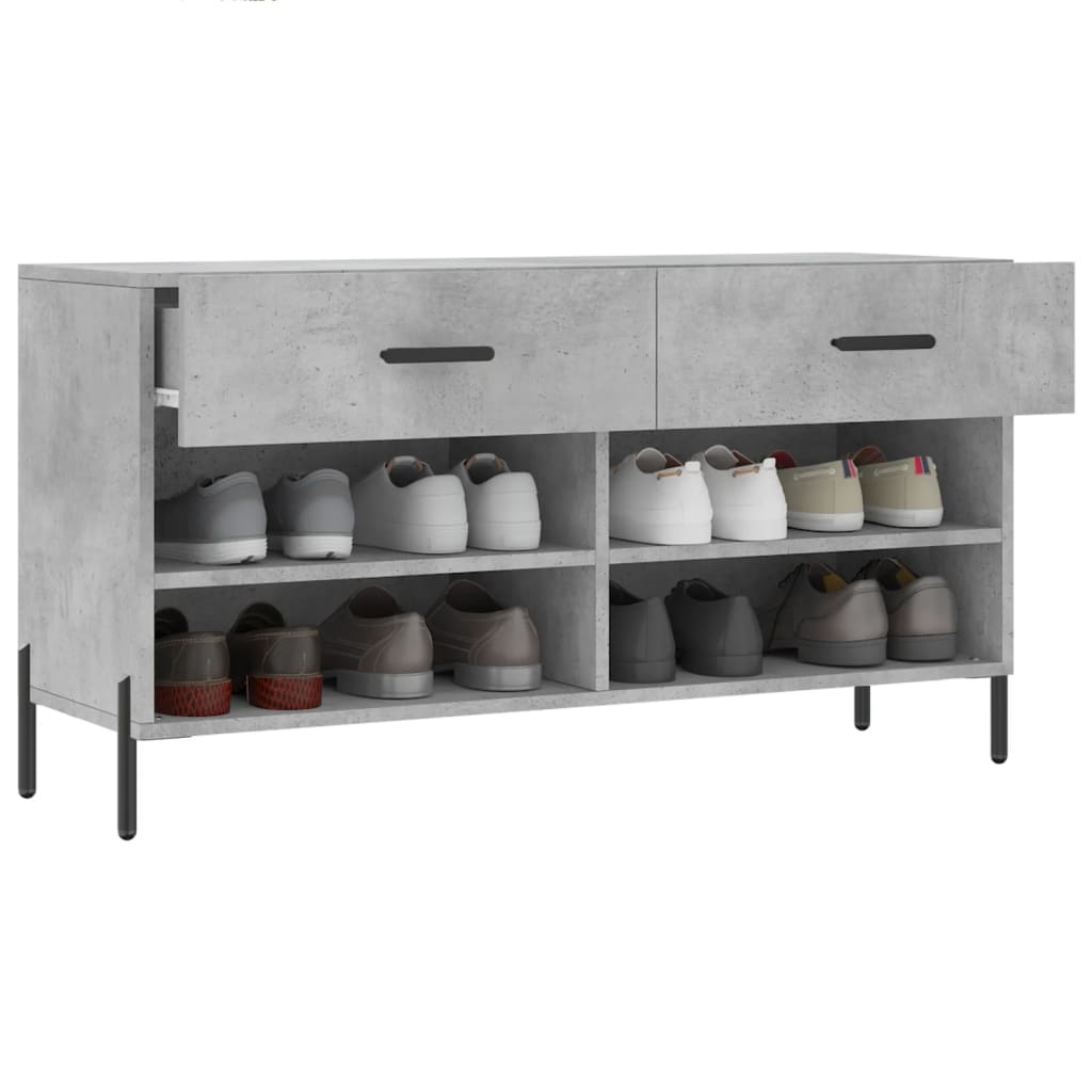 Schoenenbank 102x35x55 cm bewerkt hout betongrijs is nu te koop bij PeponiXL, paradijselijk wonen!
