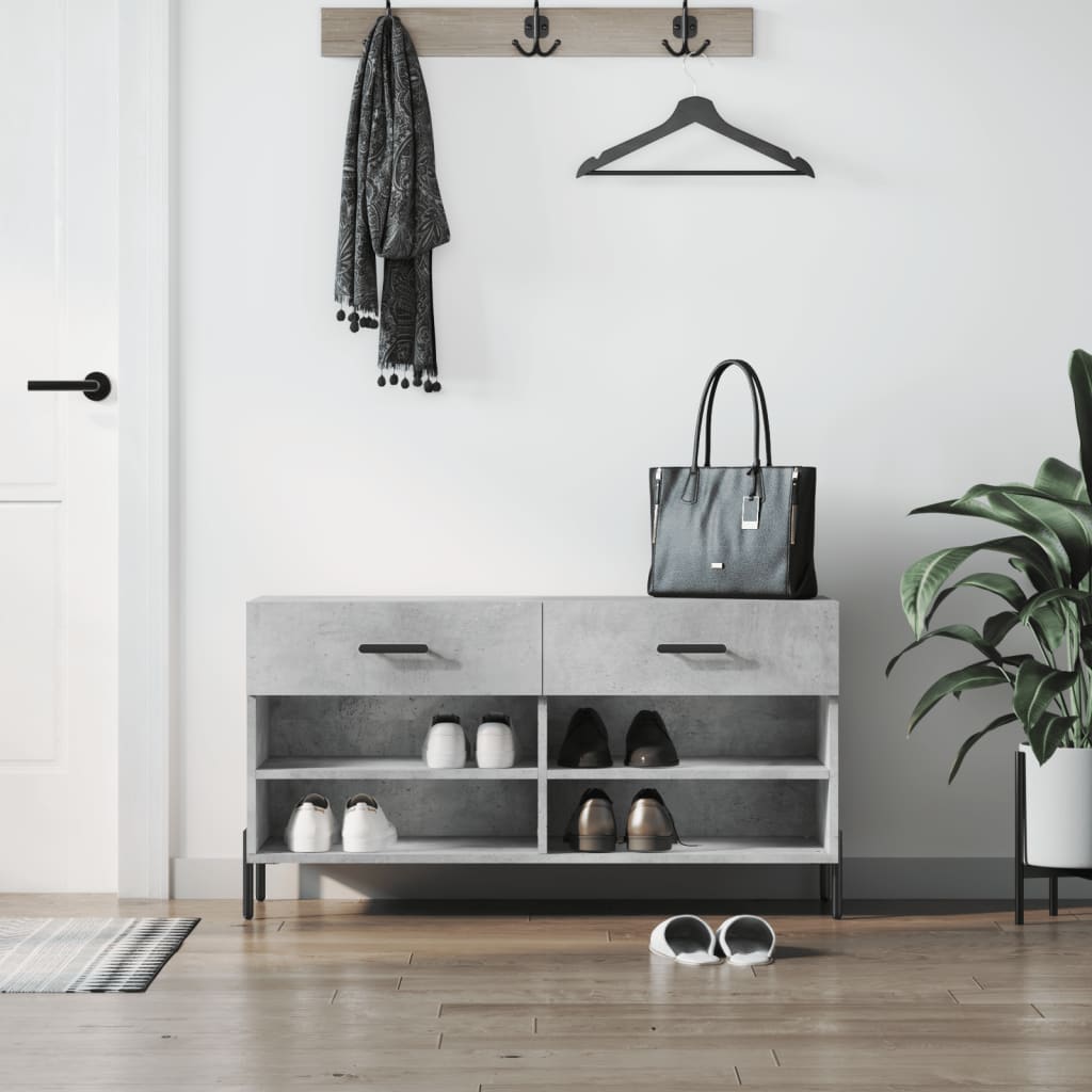 Schoenenbank 102x35x55 cm bewerkt hout betongrijs is nu te koop bij PeponiXL, paradijselijk wonen!
