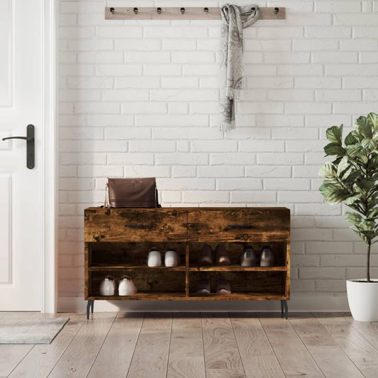 Schoenenbank 102x35x55 cm bewerkt hout gerookt eikenkleurig is nu te koop bij PeponiXL, paradijselijk wonen!