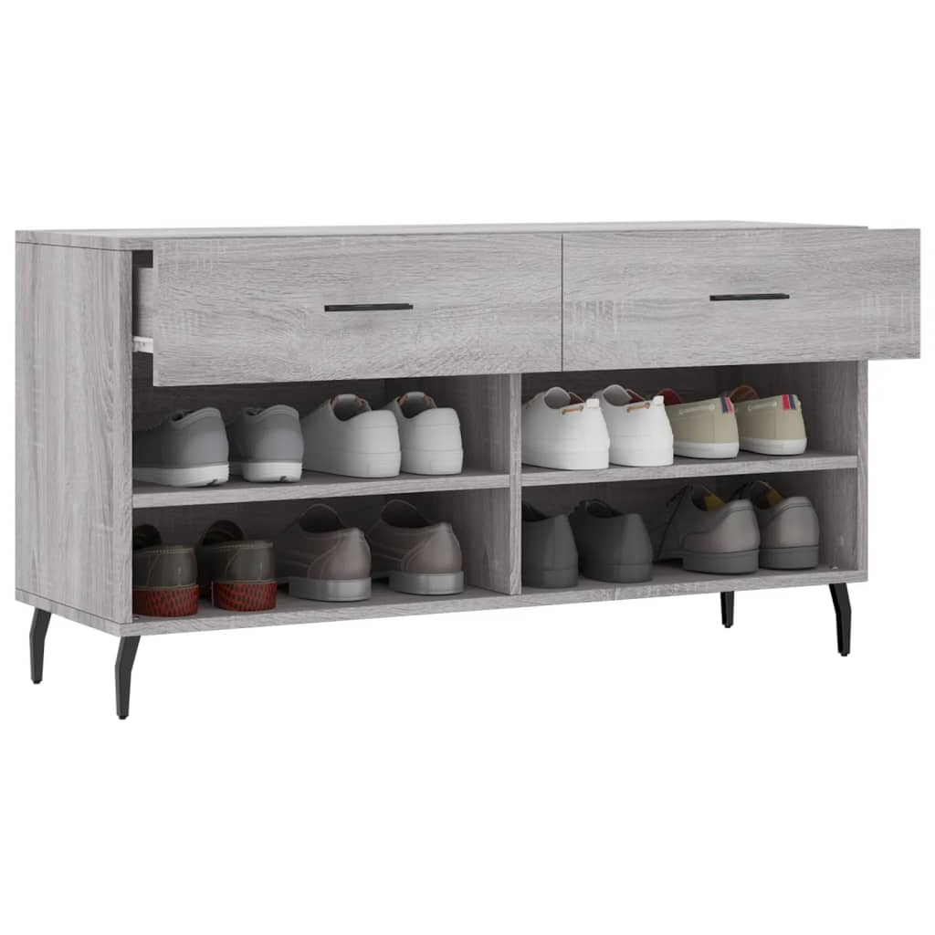 Schoenenbank 102x35x55 cm bewerkt hout grijs sonoma eikenkleur is nu te koop bij PeponiXL, paradijselijk wonen!
