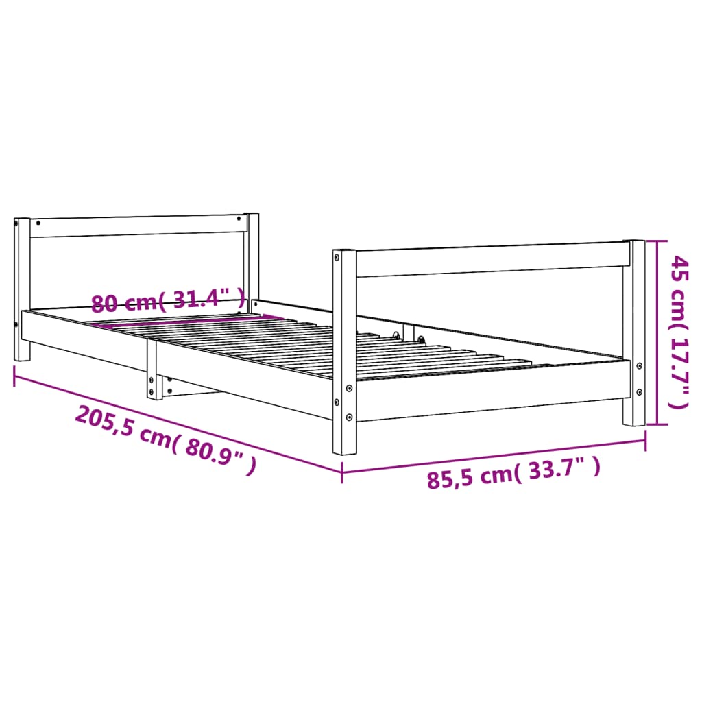 Kinderbedframe 80x200 cm massief grenenhout wit is nu te koop bij PeponiXL, paradijselijk wonen!