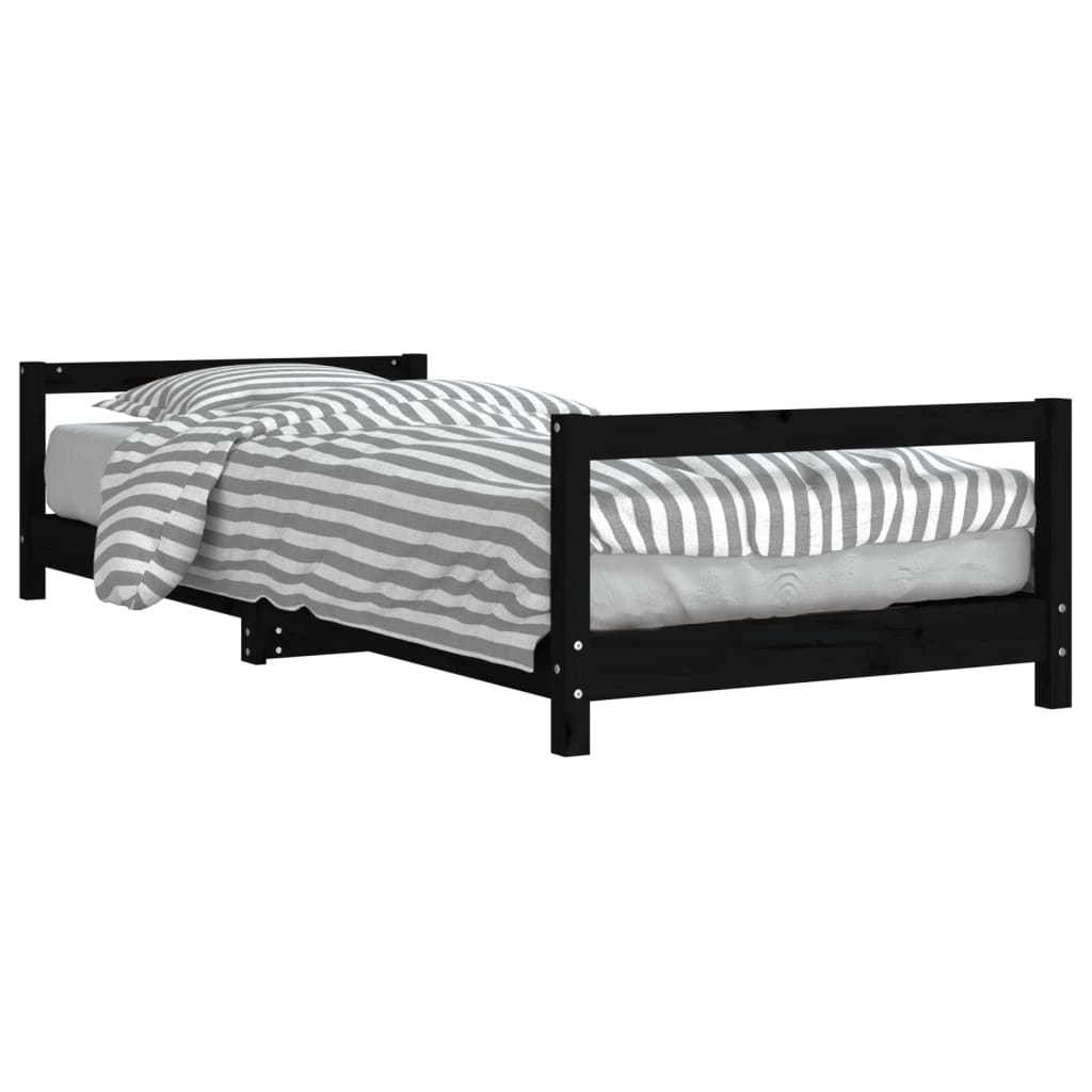 Kinderbedframe 90x200 cm massief grenenhout zwart is nu te koop bij PeponiXL, paradijselijk wonen!