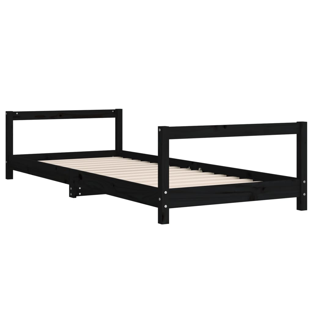 Kinderbedframe 90x200 cm massief grenenhout zwart is nu te koop bij PeponiXL, paradijselijk wonen!