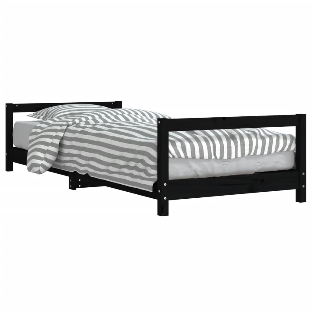 Kinderbedframe 90x190 cm massief grenenhout zwart is nu te koop bij PeponiXL, paradijselijk wonen!