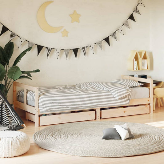 Kinderbedframe met lades 80x200 cm massief grenenhout is nu te koop bij PeponiXL, paradijselijk wonen!