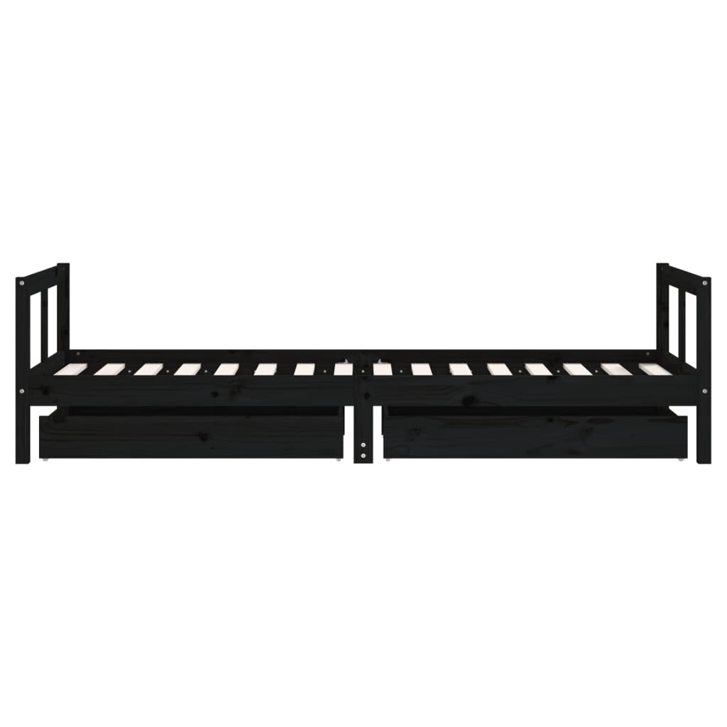 Kinderbedframe 80x200 cm massief grenenhout zwart is nu te koop bij PeponiXL, paradijselijk wonen!