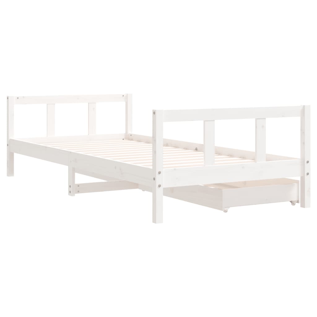 Kinderbedframe 90x200 cm massief grenenhout wit is nu te koop bij PeponiXL, paradijselijk wonen!