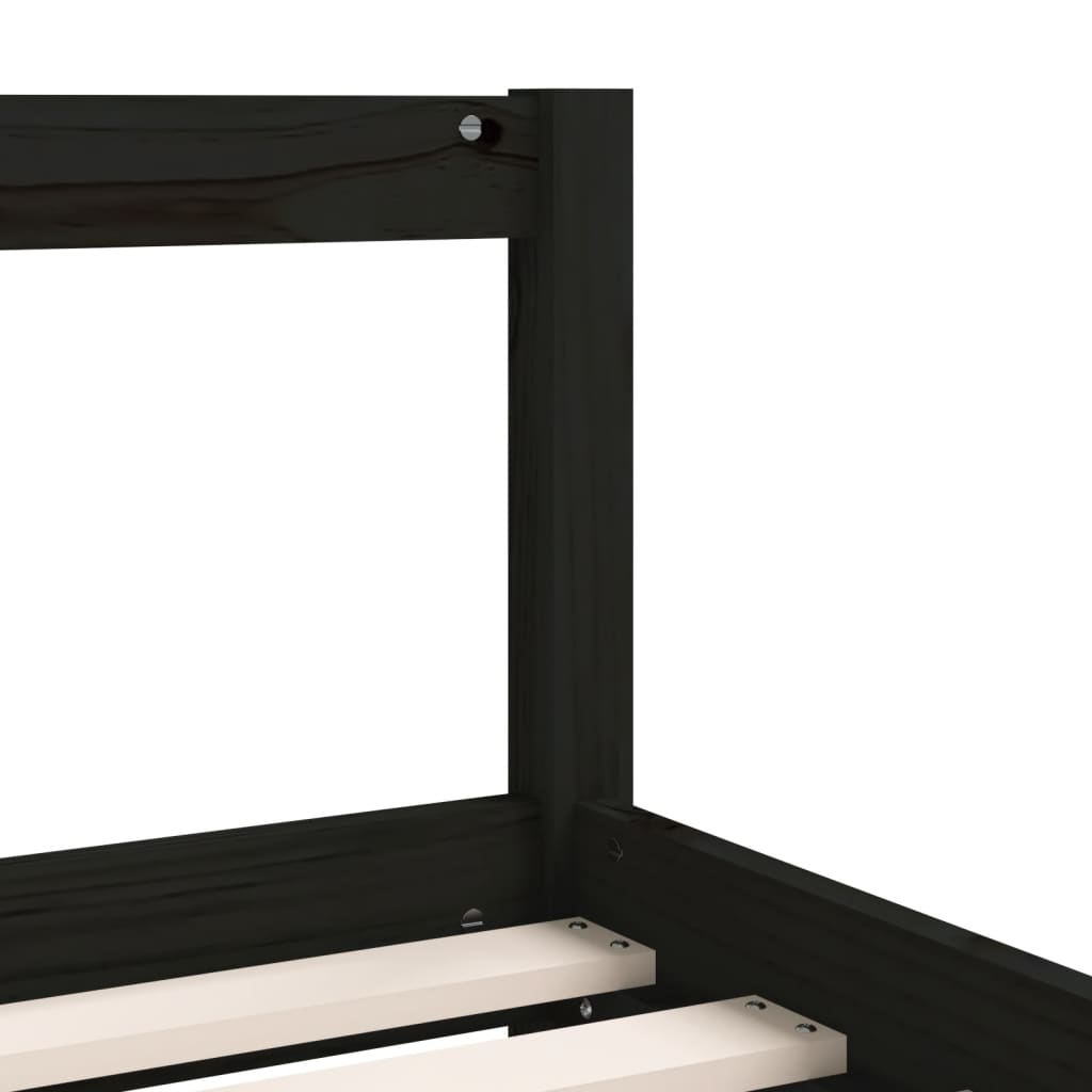 Kinderbedframe met lades 90x200 cm massief grenenhout zwart is nu te koop bij PeponiXL, paradijselijk wonen!