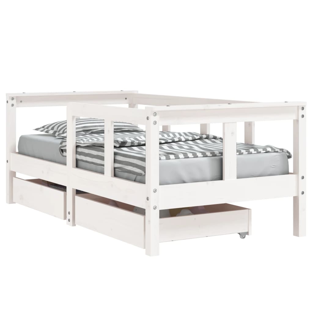 Kinderbedframe met lades 70x140 cm massief grenenhout wit is nu te koop bij PeponiXL, paradijselijk wonen!