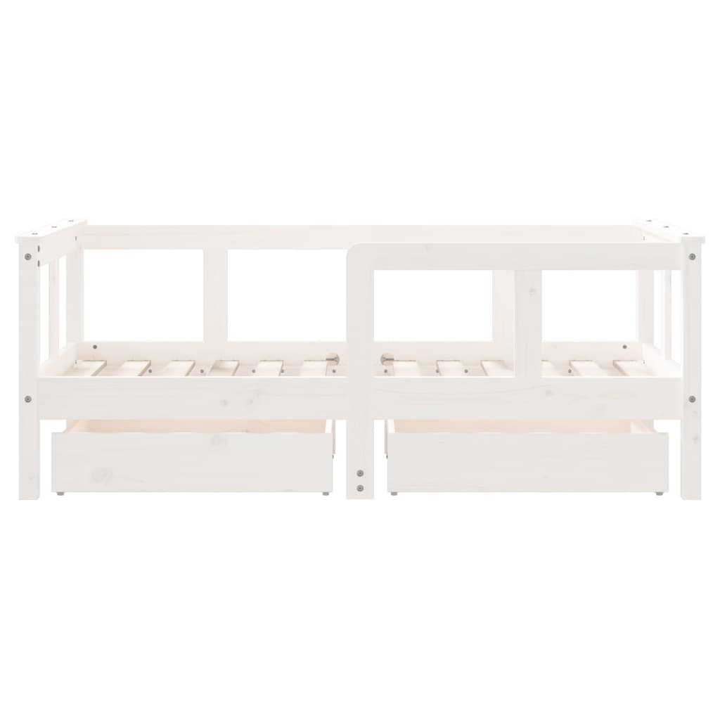 Kinderbedframe met lades 70x140 cm massief grenenhout wit is nu te koop bij PeponiXL, paradijselijk wonen!