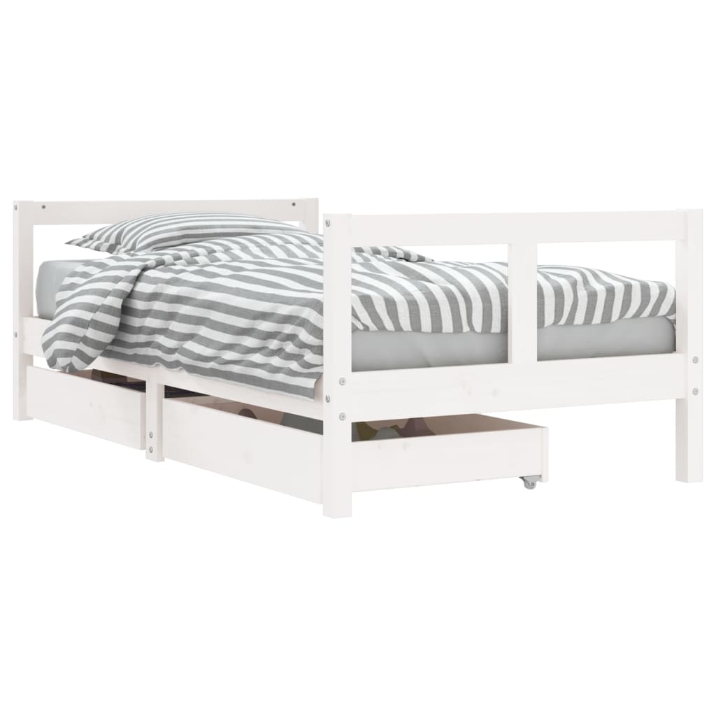 Kinderbedframe met lades 80x160 cm massief grenenhout wit is nu te koop bij PeponiXL, paradijselijk wonen!