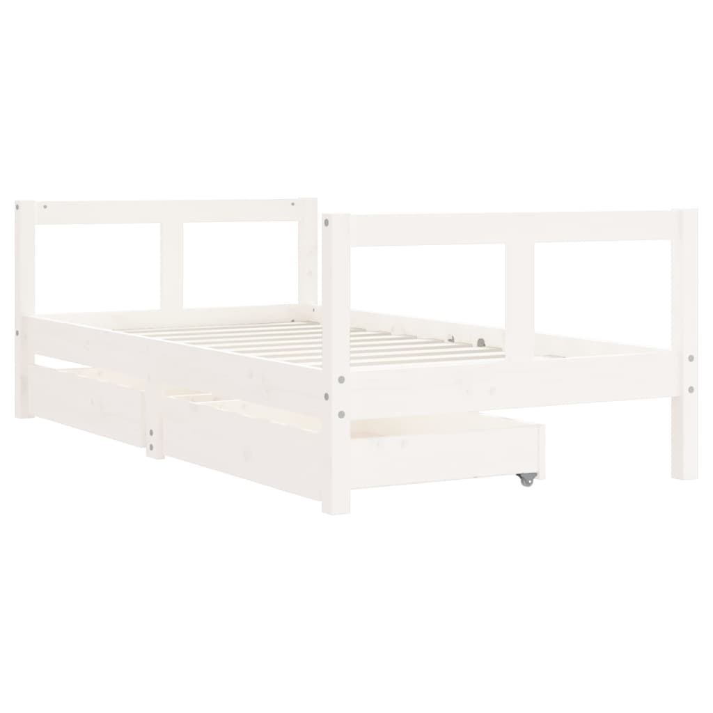 Kinderbedframe met lades 80x160 cm massief grenenhout wit is nu te koop bij PeponiXL, paradijselijk wonen!