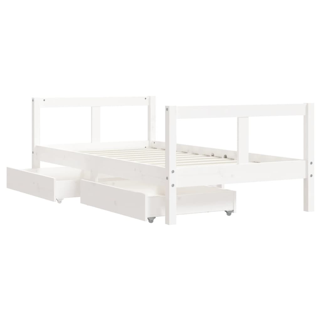 Kinderbedframe met lades 80x160 cm massief grenenhout wit is nu te koop bij PeponiXL, paradijselijk wonen!