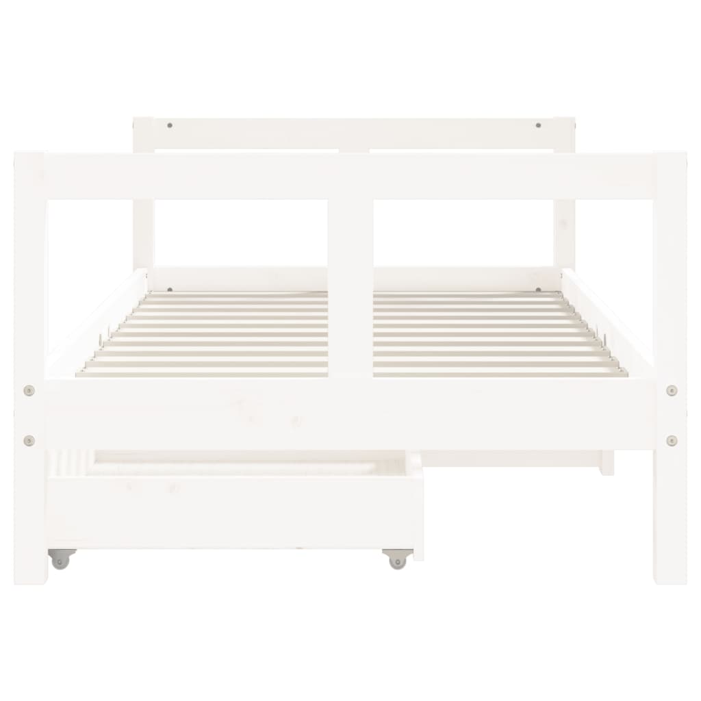 Kinderbedframe met lades 80x160 cm massief grenenhout wit is nu te koop bij PeponiXL, paradijselijk wonen!