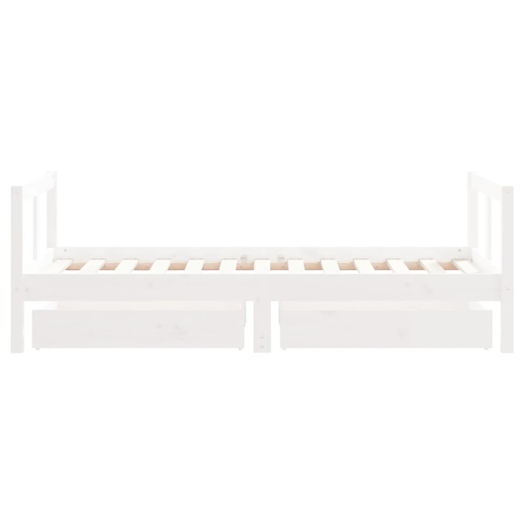 Kinderbedframe met lades 80x160 cm massief grenenhout wit is nu te koop bij PeponiXL, paradijselijk wonen!