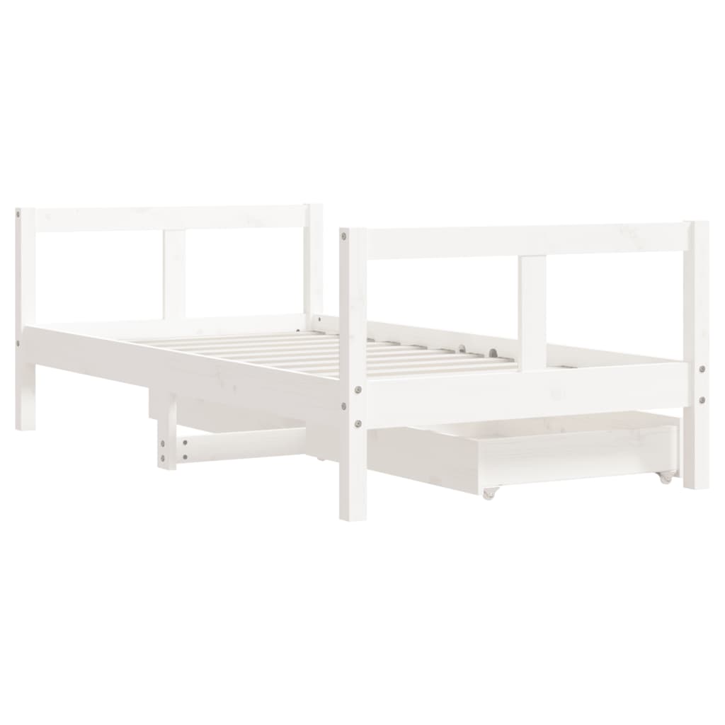 Kinderbedframe met lades 80x160 cm massief grenenhout wit is nu te koop bij PeponiXL, paradijselijk wonen!