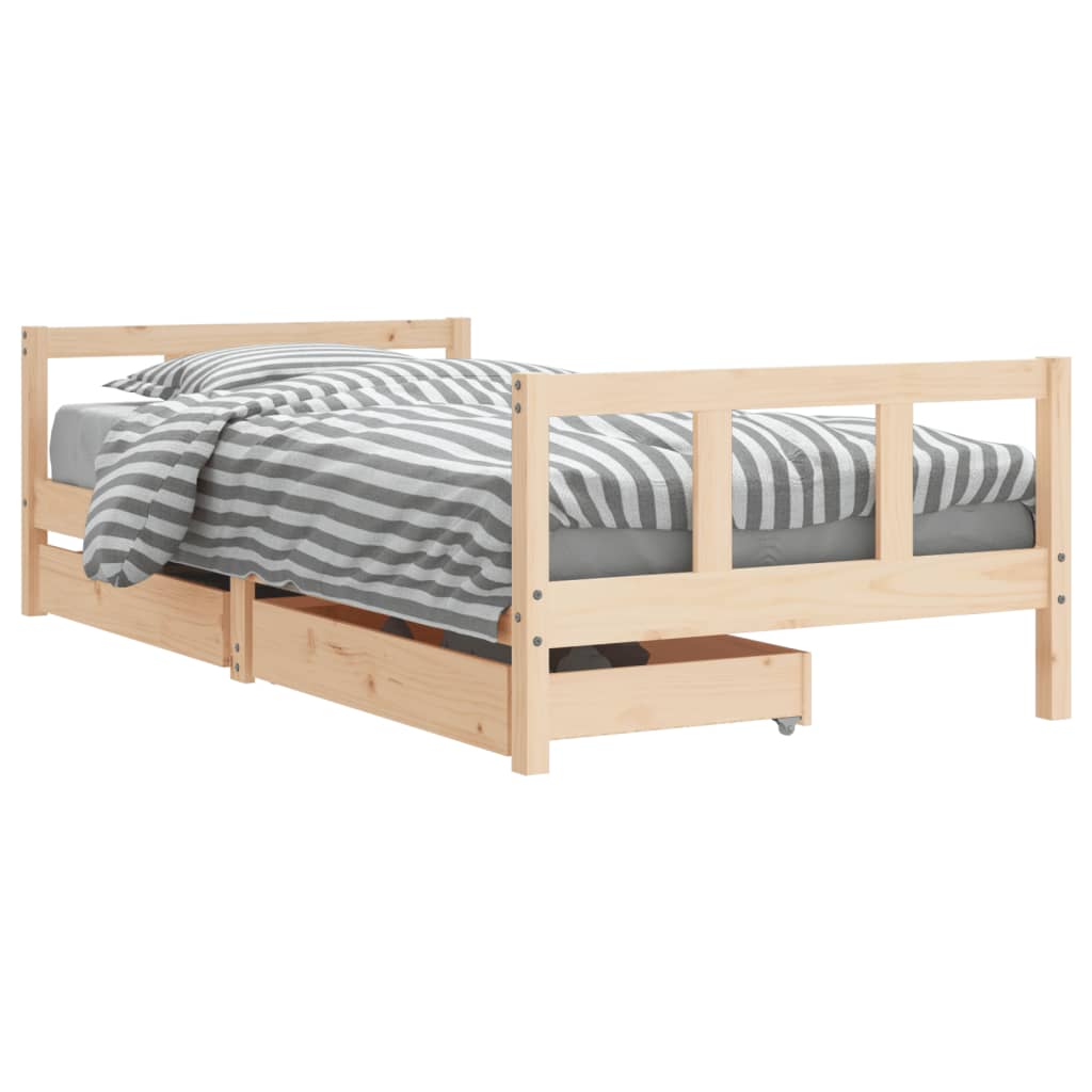 Kinderbedframe met lades 90x190 cm massief grenenhout is nu te koop bij PeponiXL, paradijselijk wonen!