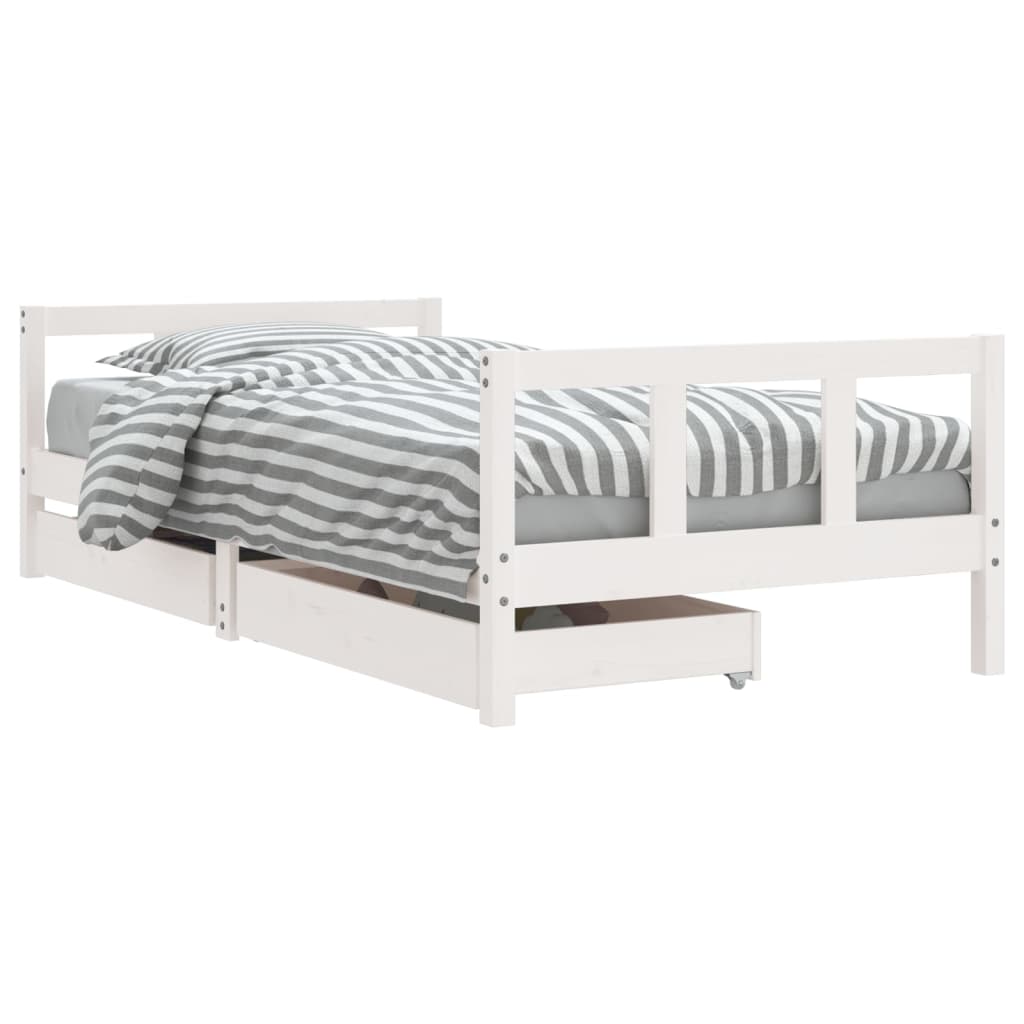 Kinderbedframe met lades 90x190 cm massief grenenhout wit is nu te koop bij PeponiXL, paradijselijk wonen!