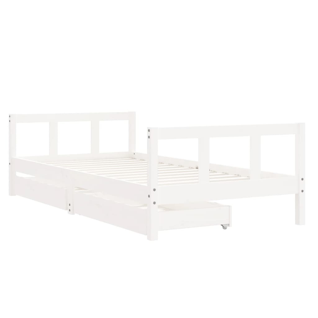 Kinderbedframe met lades 90x190 cm massief grenenhout wit is nu te koop bij PeponiXL, paradijselijk wonen!