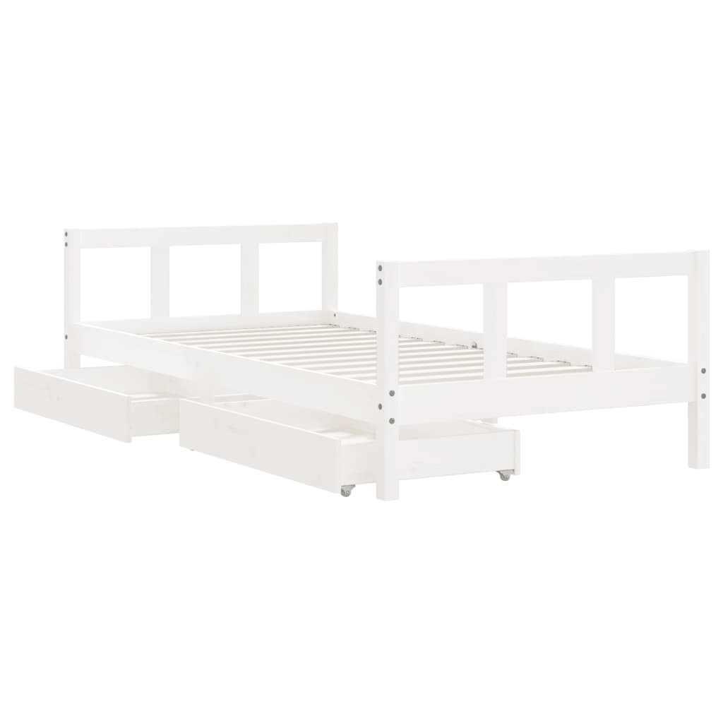 Kinderbedframe met lades 90x190 cm massief grenenhout wit is nu te koop bij PeponiXL, paradijselijk wonen!