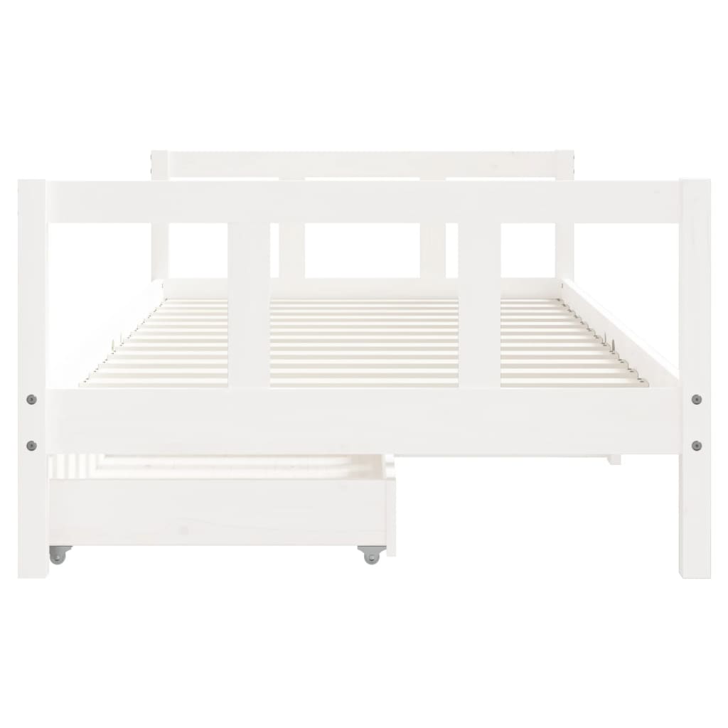 Kinderbedframe met lades 90x190 cm massief grenenhout wit is nu te koop bij PeponiXL, paradijselijk wonen!