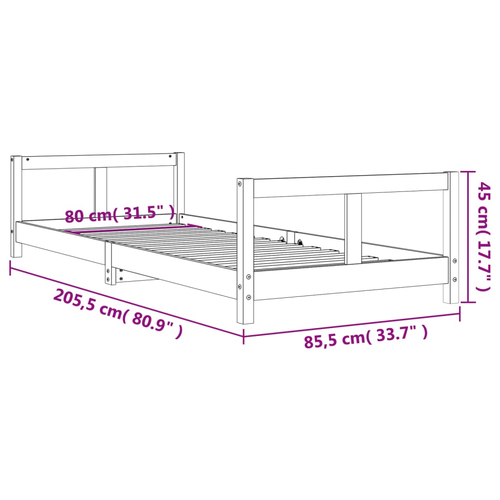 Kinderbedframe 80x200 cm massief grenenhout wit is nu te koop bij PeponiXL, paradijselijk wonen!