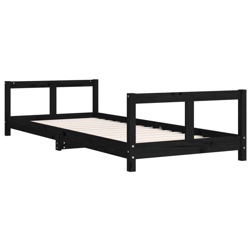 Kinderbedframe 80x200 cm massief grenenhout zwart is nu te koop bij PeponiXL, paradijselijk wonen!