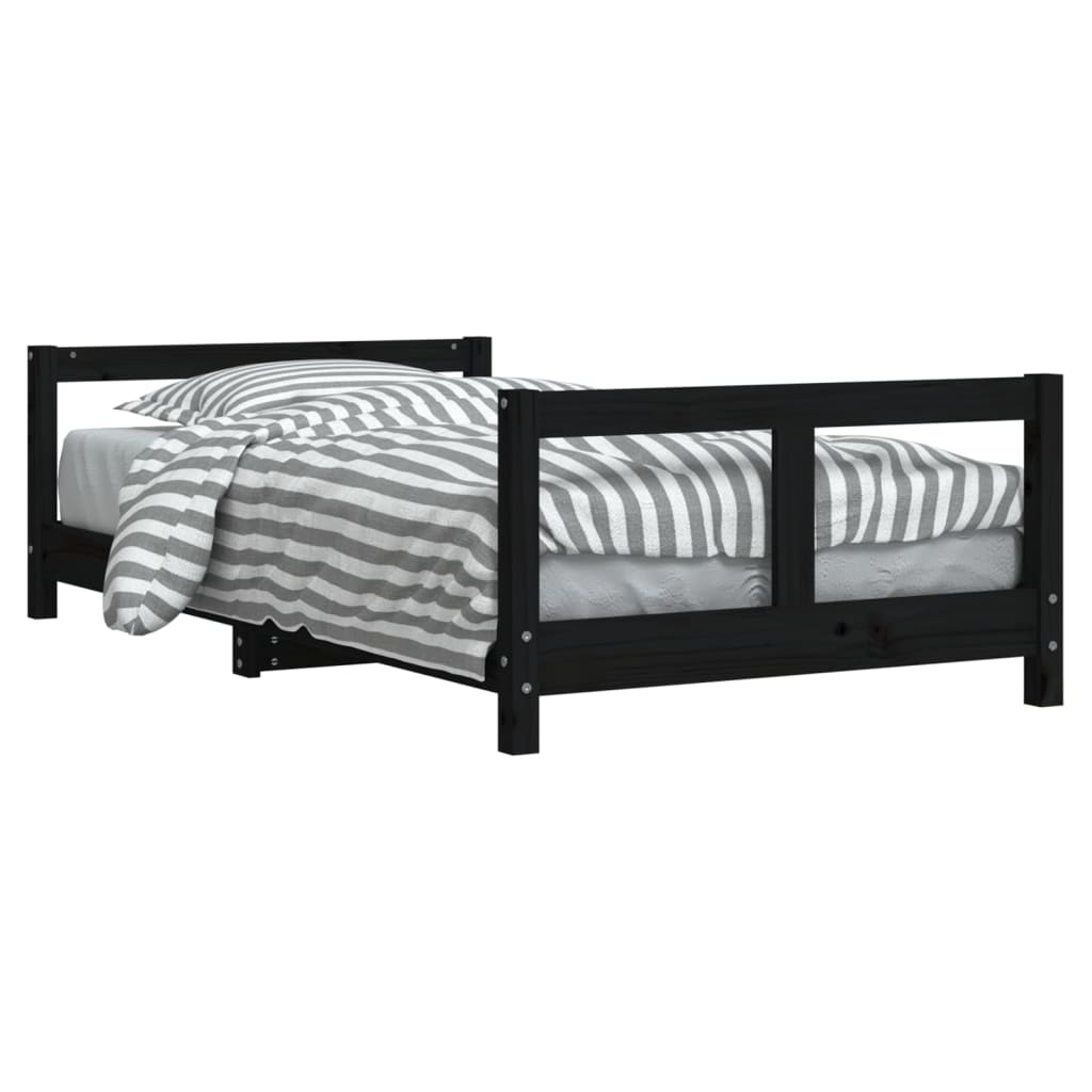 Kinderbedframe 80x160 cm massief grenenhout zwart is nu te koop bij PeponiXL, paradijselijk wonen!