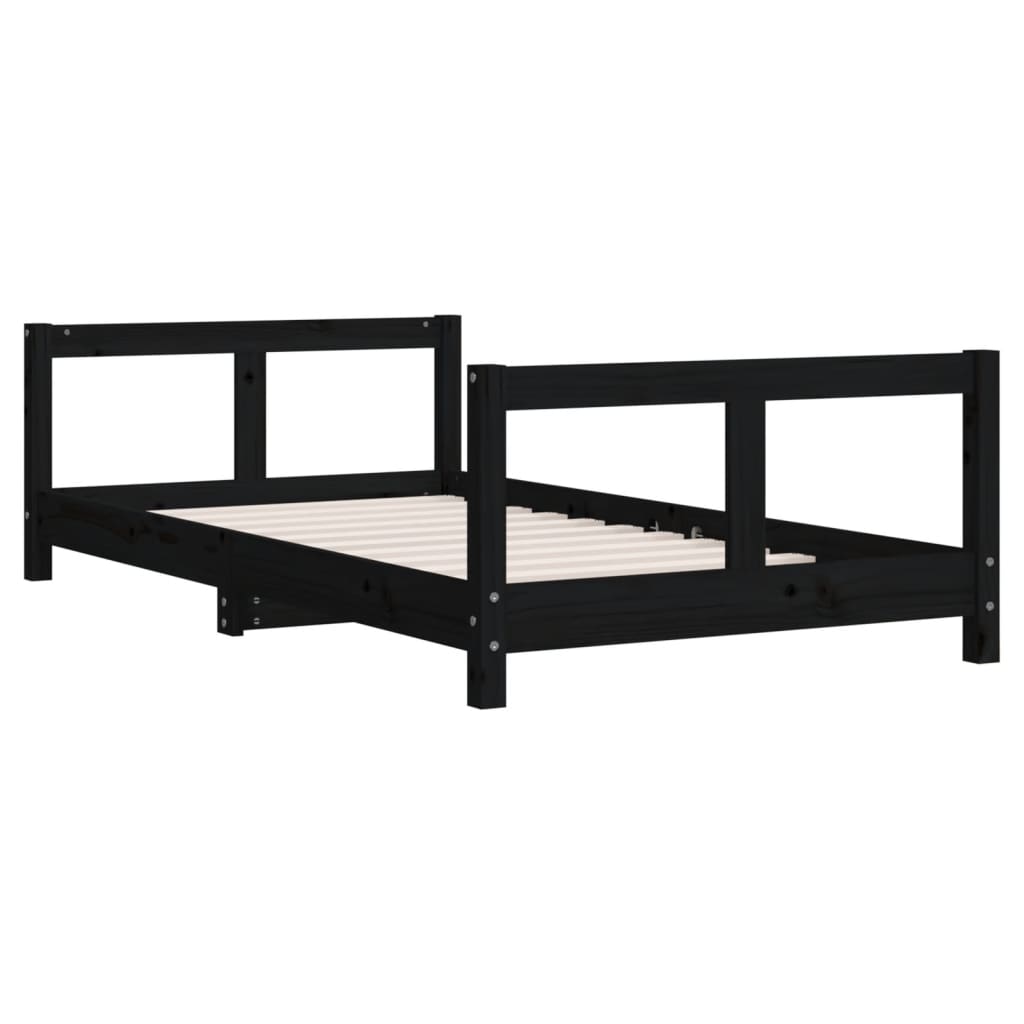 Kinderbedframe 80x160 cm massief grenenhout zwart is nu te koop bij PeponiXL, paradijselijk wonen!