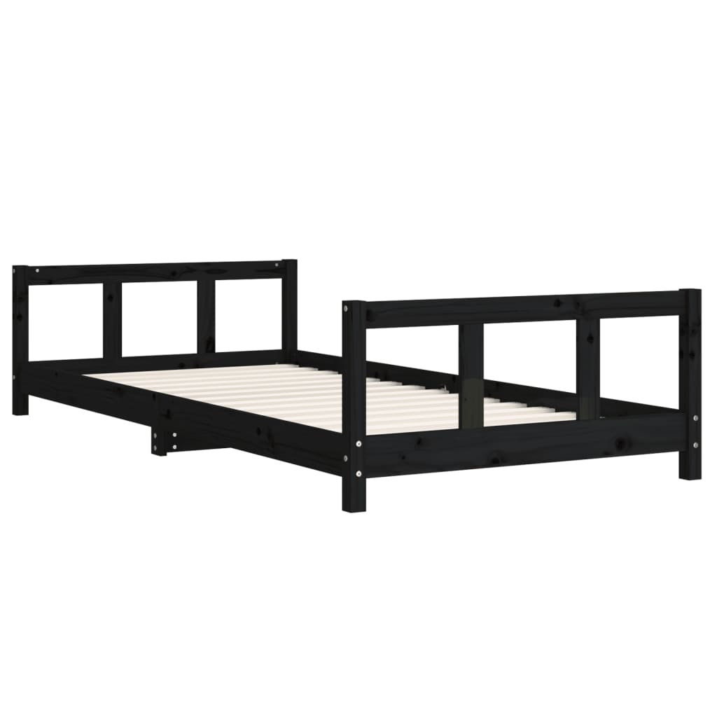 Kinderbedframe 90x190 cm massief grenenhout zwart is nu te koop bij PeponiXL, paradijselijk wonen!