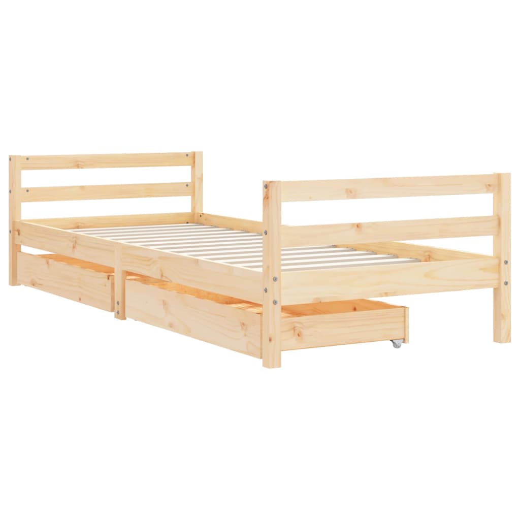 Kinderbedframe met lades 80x200 cm massief grenenhout is nu te koop bij PeponiXL, paradijselijk wonen!