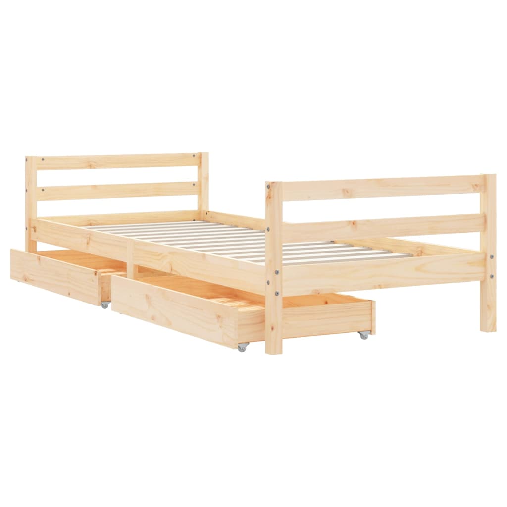 Kinderbedframe met lades 80x200 cm massief grenenhout is nu te koop bij PeponiXL, paradijselijk wonen!